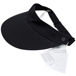 lululemon NWT Fast Paced Wide Band Run Visor Women One Size Black Athletic Hat